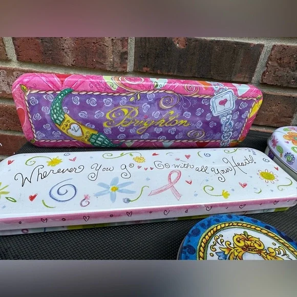 Brighton Empty Metal Tins Assorted Shapes And Sizes Lot Of 9 Various Uses/Colors - Picture 2 of 6